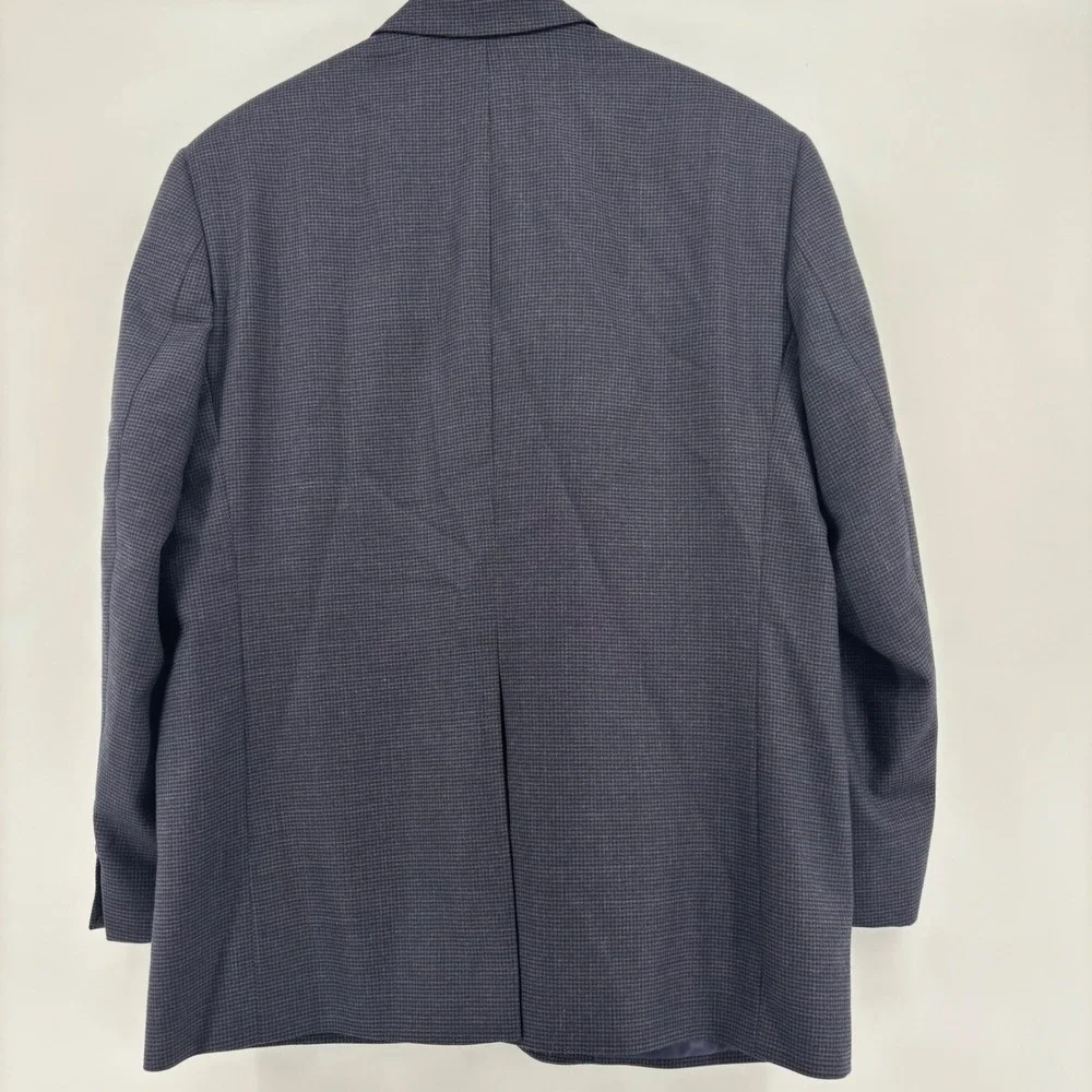 Ralph Lauren Sport Coat Mens 44R Grey Blue 100% Wool Houndstooth Blazer Designer